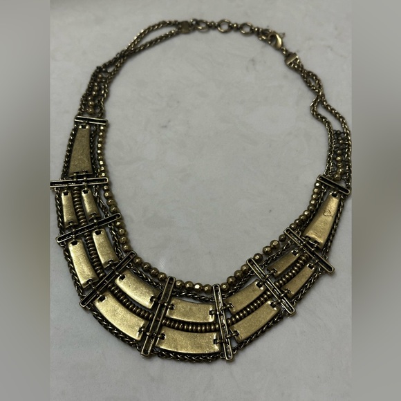 Lucky Brand Necklace Bib Collar Gold Tone Egyptian Style Statement - Picture 6 of 9